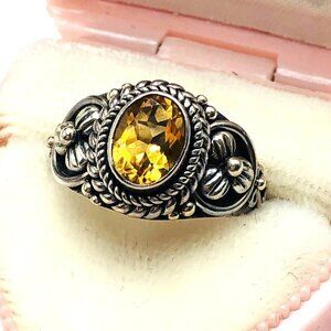 Suarti BA Bali Indonesian Orange Citrine Sterling Silver Ring Size 6
